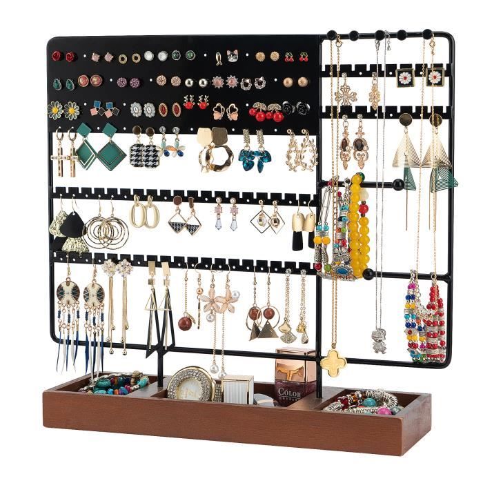 Porte - boucles d'oreilles, porte - bijoux de 124 trous, tour avec plateau en bois pour usage domestique