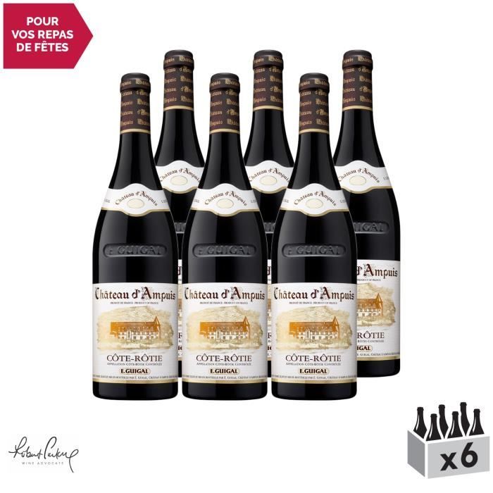 Côte Rôtie Château d'Ampuis Rouge 2016 - Lot de 6x75cl - Maison Guigal - Vin AOC Rouge de la Vallée du Rhône - 92-94-100 Robert
