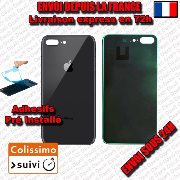 VITRE ARRIERE DE REMPLACEMENT NOIR Gris Sidéral iPhone 8 plus