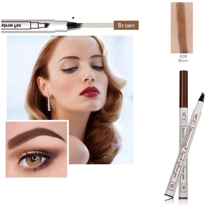 Microblading Sourcil Stylo Tatouage Crayon Sourcils Longue Durée Waterproof Fork Tip Fine Sketch Tattoo Eyebrow Pen (marron)
