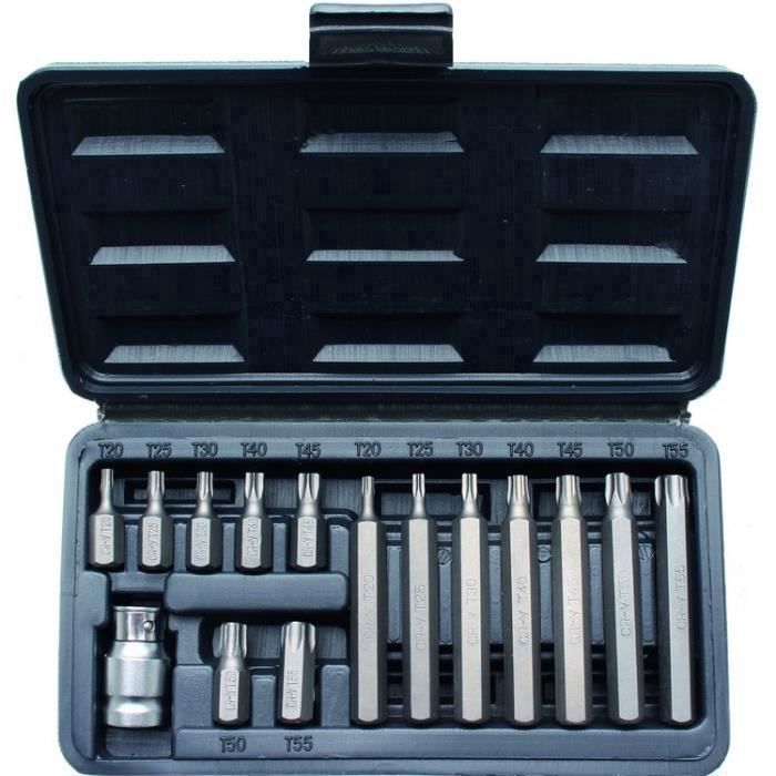 EMBOUTS TORX, COFFRET DE 14 EMBOUTS + ADAPTATEUR 1/2
