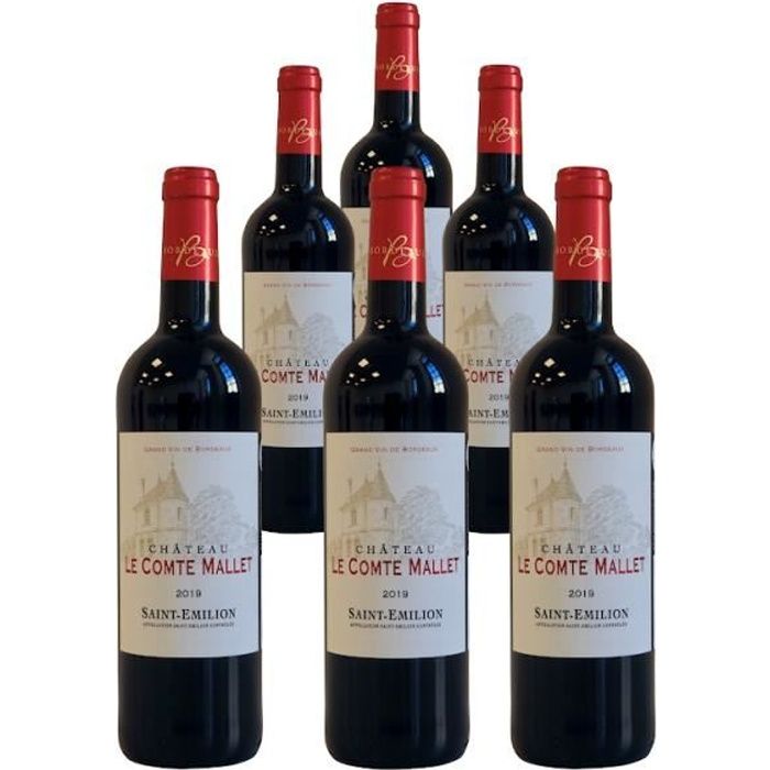 Château Le Comte Mallet Saint Emilion 2020 - Pack de 6 bouteilles - Vin rouge de Saint Emilion
