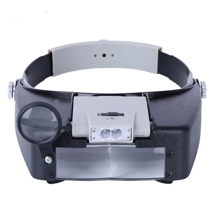 Outils d'horloge,Bandeau Loupe Led Lampe frontale Loupe de bijoutier Loupe 1.5X 3 X 9.5X 11x,Loupe serre-tête pour casque