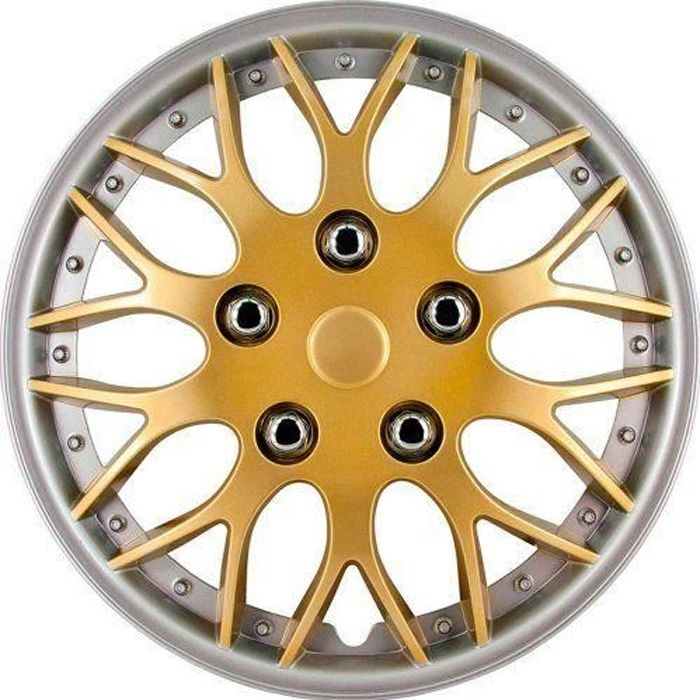 AutoStyle KT-970-15S/G Missouri Enjoliveur 15- Doré avec jante argentée, 4 pièces