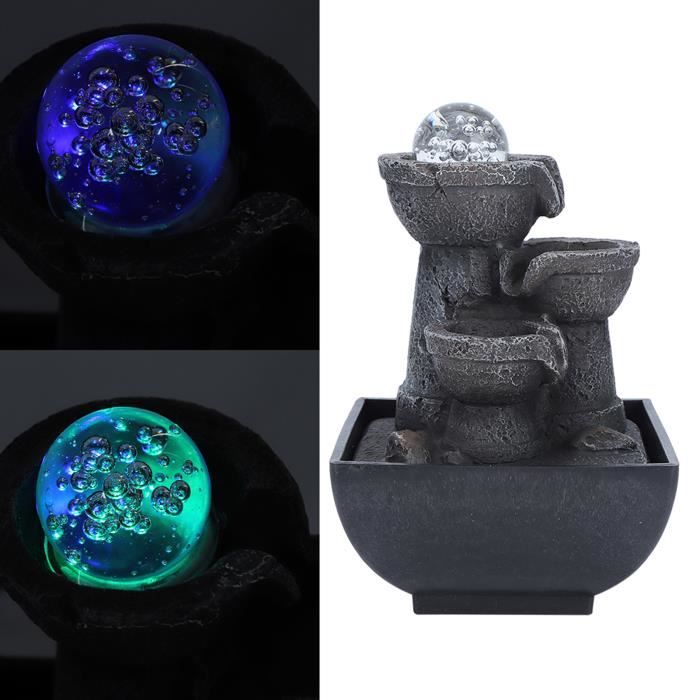 Cuque Fontaine de bureau Fontaine d'Eau Coule de Cascade de Table Illuminée LED avec Balle pour Décor de Bureau à Domicile Feng