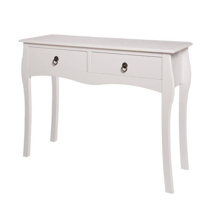 HEATHER WHITE Console 2 tiroirs - Blanc - L 100 x P 35 x H 75 cm