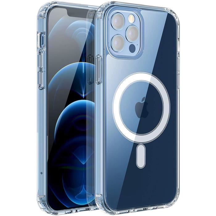 Coque Magnétique Transparente pour iPhone 12 Pro Max Charge Magsafe, Étui Bumper TPU en Silicone Souple à Dos Rigide Slim Fit Housse