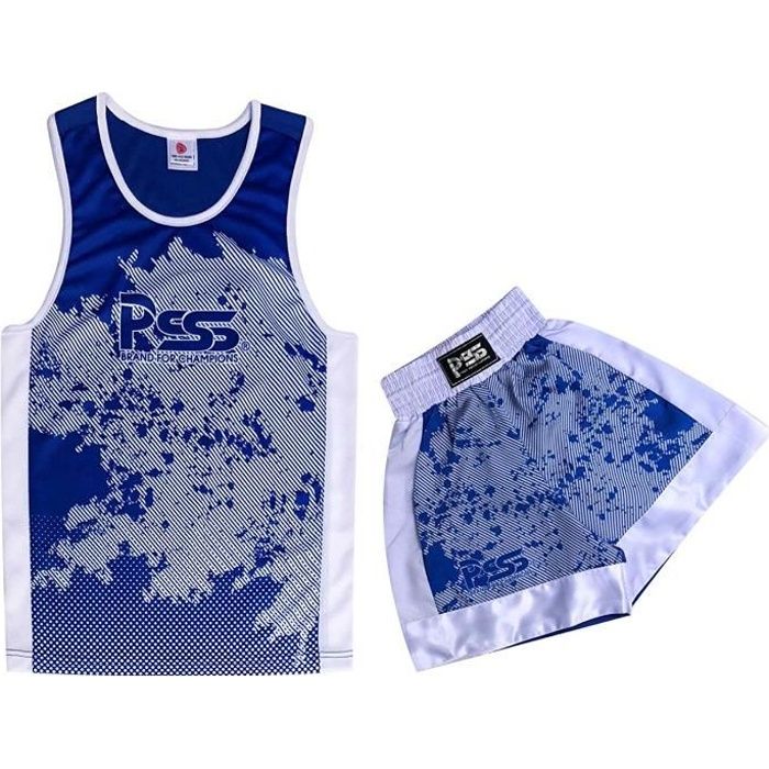 Ensemble de Boxe Débardeur Short pour Enfant Tenue Design « Sublimation » - Bleu