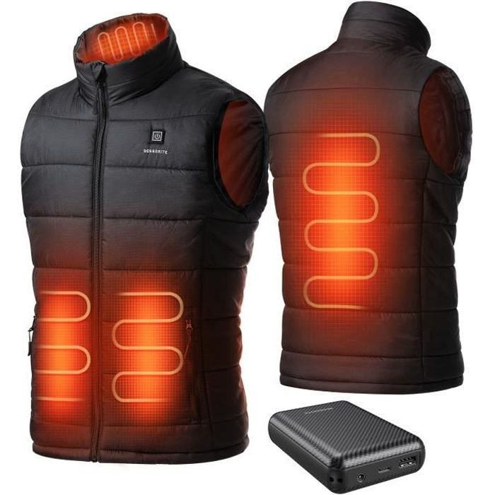 Gilet chauffant imperméable avec batterie externe, chauffage rapide à 3 niveaux de température, a passé la certification de sécurité