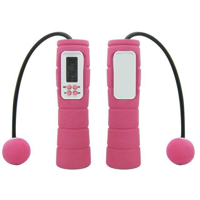 Corde à sauter sans fil numérique sans fil Calorie Counter Fitness - ROSE
