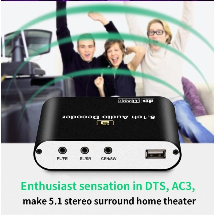 Décodeur audio numérique 5.1 Dolby DTS / AC3 Convertisseur audio Gear LPCM à 5.1 Adaptateur audio audio analogique Convertisseur