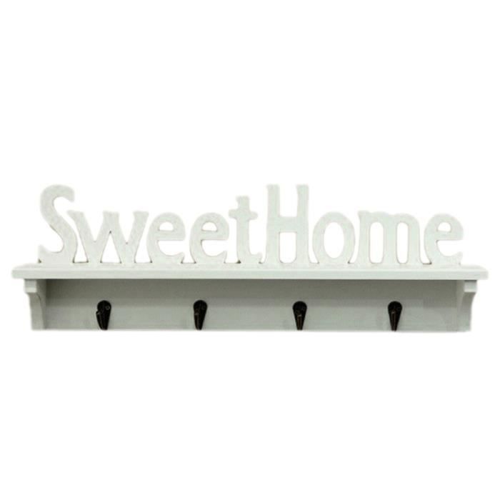 Sweet Home Words 4 Crochets ÉTagèRes Chapeau Porte-CléS ÉTagèRe de Rangement Suspendus Crochets Fixation Murale Support de Stockage