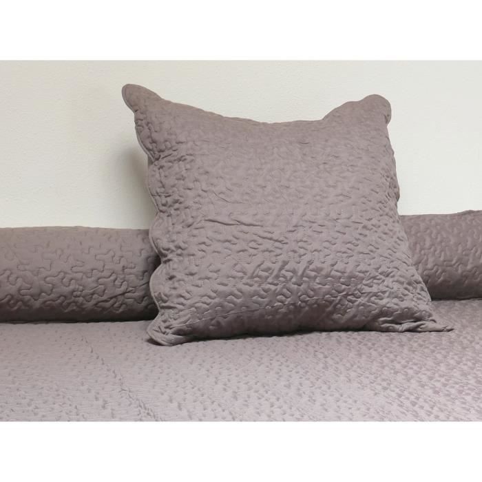 SOLEIL D'OCRE Couvre Lit Boutis 180x220 cm + 1 taie d'oreiller - Taupe