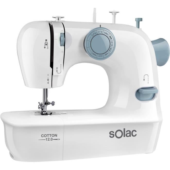 SOLAC Machine à coudre SW8220 - COTTON 12 - 7,2W - 2 vitesses - Eclairage lumineux de la zone de travail