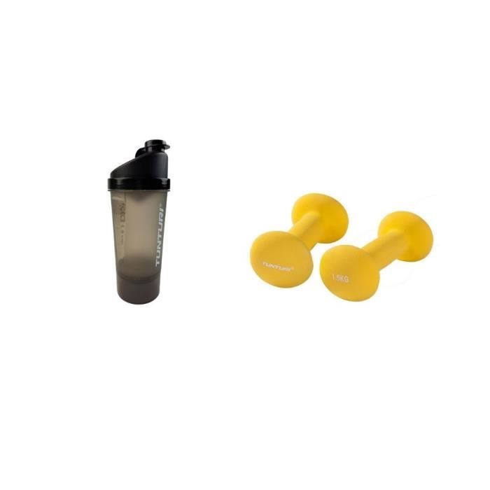 Tunturi - Ensemble de fitness - 2 Haltères 1,5kg Néoprène & Shaker protéiné