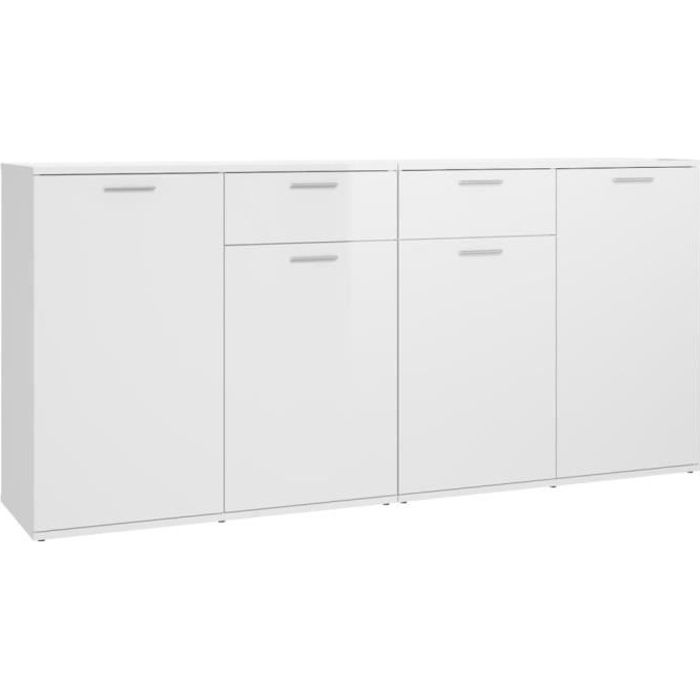 Buffet Blanc brillant 160x36x75 cm Aggloméré SWT