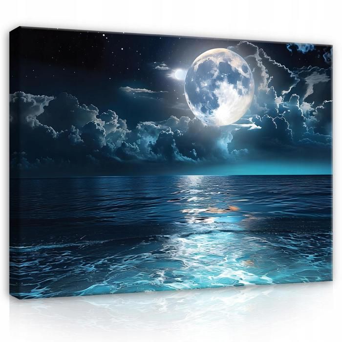 Toile Peinture Paysage éclipse De Lune - Décoration Murale Sans Cadre