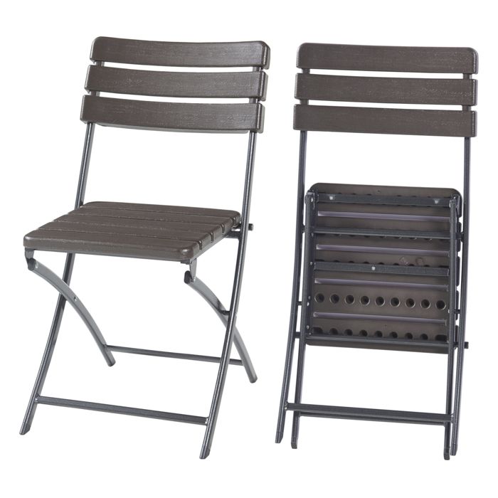 Lot de 2 chaises pliantes Lillestrøm 81 x 46 x 58 cm effet bois marron foncé