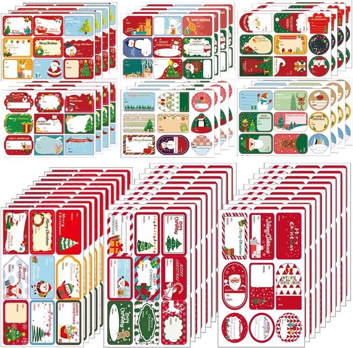 15 Feuilles D'autocollants De Noël (120 étiquettes) - 8 Modèles Mignons, Papier Kraft, Pour Emballage Cadeaux