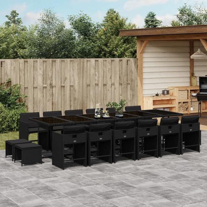 Vidaxl Ensemble à manger de jardin Résine tressée 17 pièces