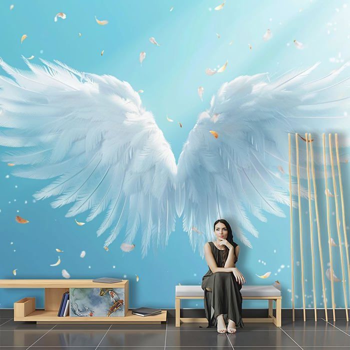Papier Peint Panoramique Plumes Vintage 300x210cm Papier Peint 3D Intissé Tapiss