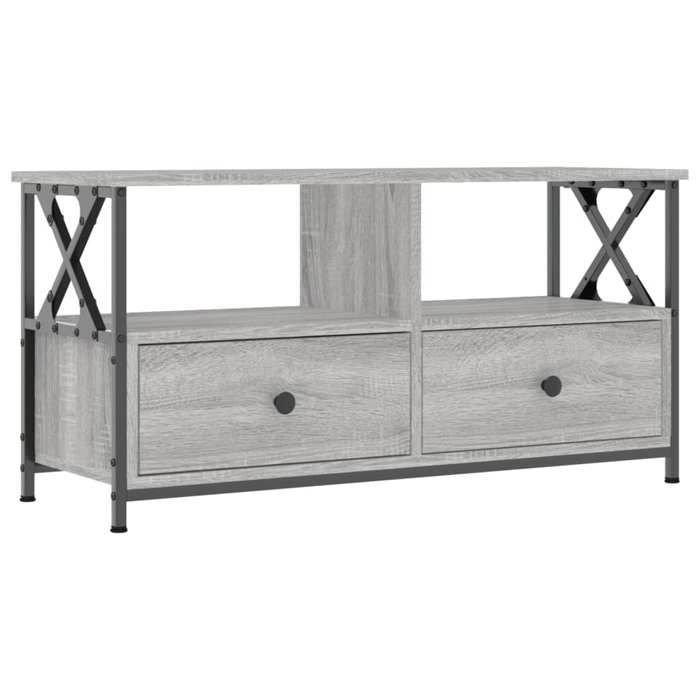 Meuble TV - Sonoma gris - 90x33x45 cm - Bois dingénierie et fer LL213068