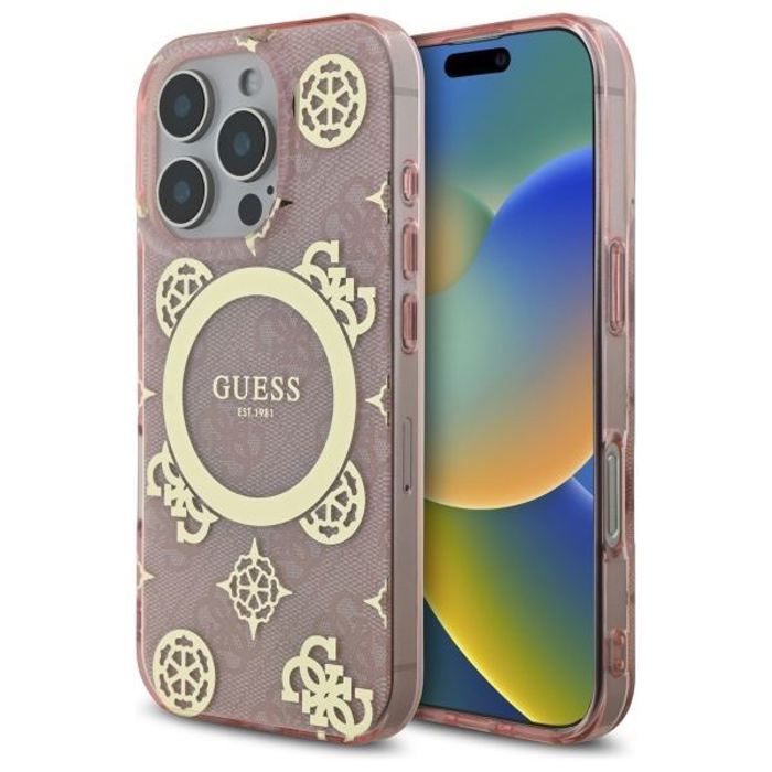 Guess IML Peony On 4G Background Case with MagSafe for iPhone 16 Pro 6.3 GUHMP16LH4PYEEP - vue 4