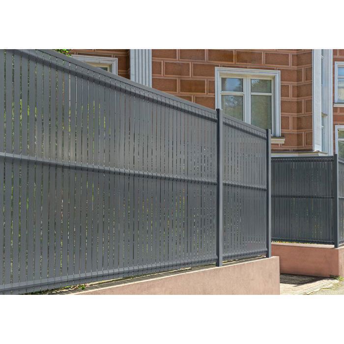 Kit lamelles occultantes PVC 4m CINTO H.170cm Gris - avec clips et profil de finition