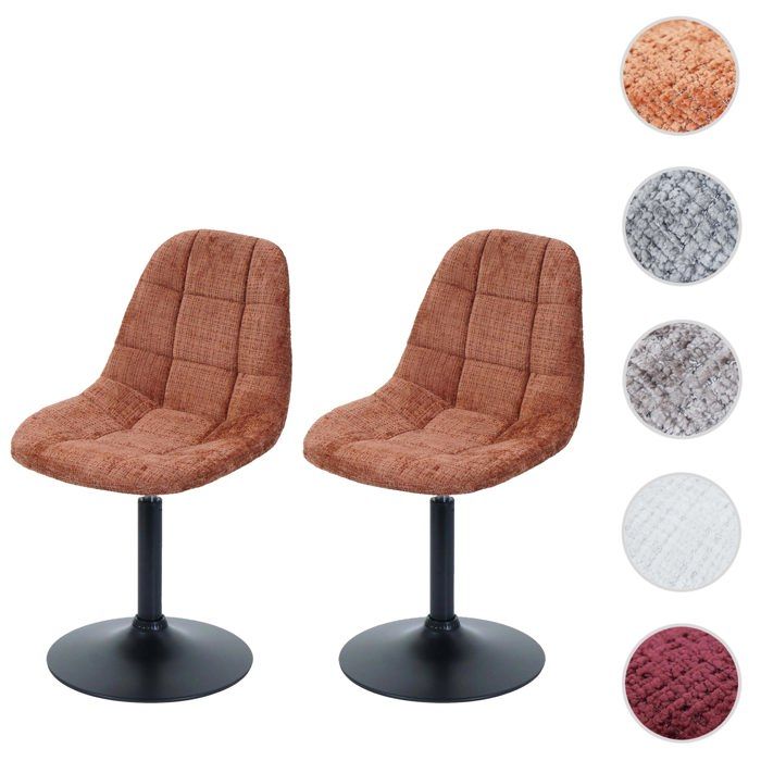 Lot de 2 chaises de salle à manger HWC-A60 Chenille (465g/m²) terracotta