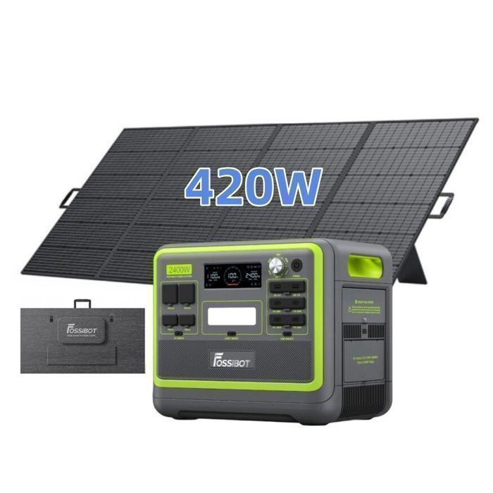 FOSSIBOT F2400 LiFePO4 Portable Générateur Electrique 2048Wh 2400W 220V Centrale Électrique+ SP420 Panneaux Solaires