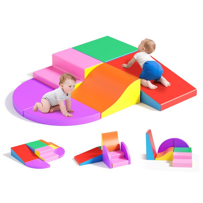 6 en 1 Toboggans dintérieur et Structures de JeuxParcours motricité bébé Bloc Mousse motricité bébé de Souples géants en Mousse