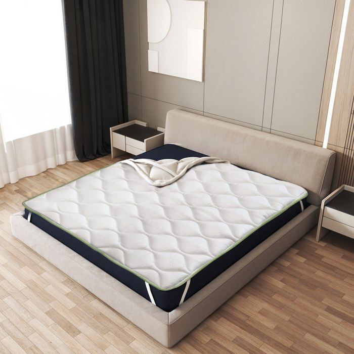 The White Stone Surmatelas Rafraîchissant 80x200 cm avec Élastiques Correcteur de Matelas avec Technologie Cooler Hauteur 4 cm