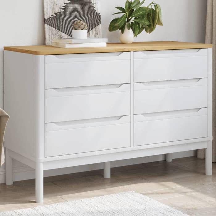 (Blanc) Commode Chambre - buffet Enfilade FLORO blanc Bois pin massif 922923