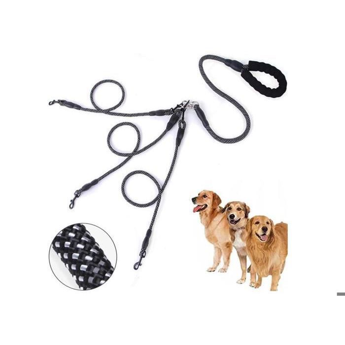 Meilleurs prix pour 1.5 m 3 Voies Laisse de Chien Laisse à 3 Voies Laisse Triple pour Chien Laisses pour Chiens sans emmêlement avec multico LAISSE