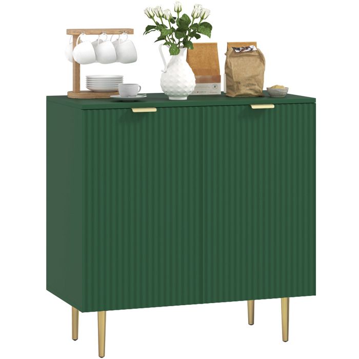 Buffet cuisine - meuble de rangement - HOMCOM - avec 2 portes étagère réglable pieds métalliques surélevés - 80x40x80cm - vert olive Buffet cuisine - meuble de rangement - HOMCOM - avec 2 portes étagère réglable pieds métalliques surélevés - 80x40x80cm - vert olive