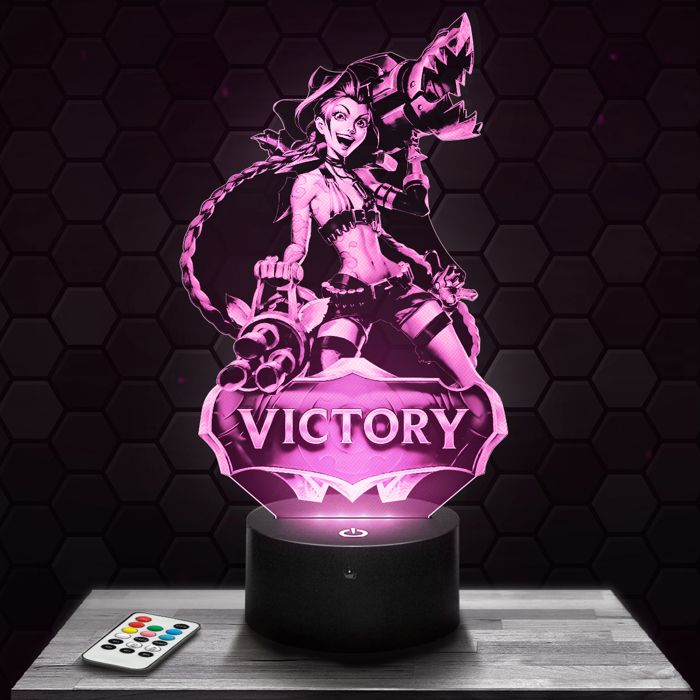 Lampe 3d _ League Of Legends Arcane Jinx - Jouet Figurine Cadeau LOL - Veilleuse Led Tactile avec socle au choix TOP