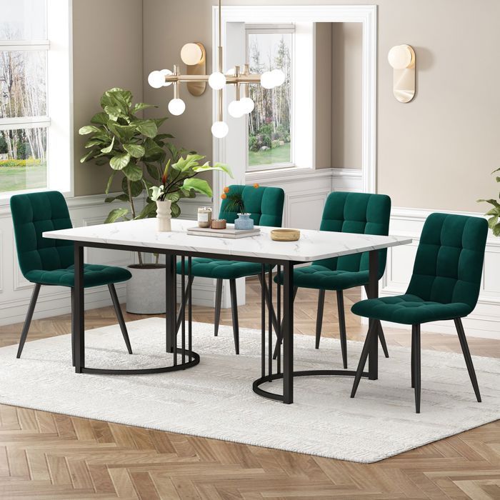 Ensemble table et chaises salle à manger 140x80, design moderne Table ...