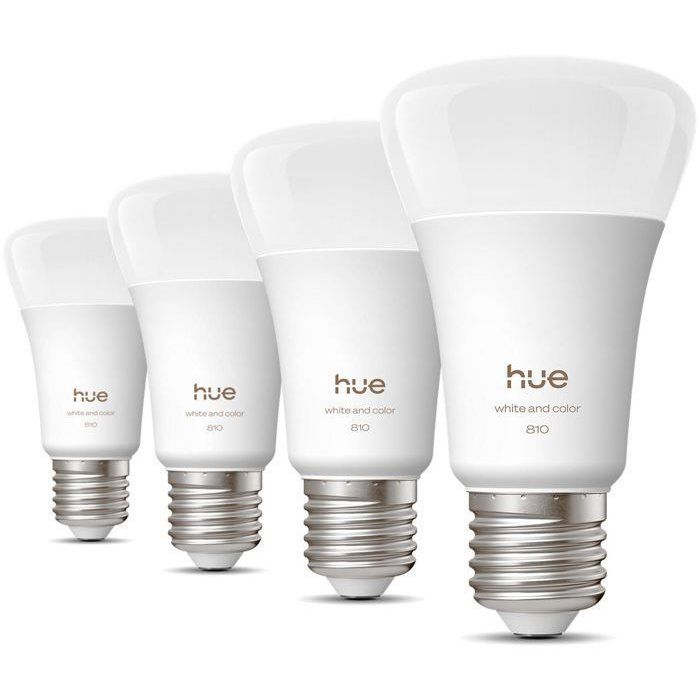 Ampoule Connectée Philips Hue 810 A60 E27 – Pack de 4, Blanc & Couleur, 810 lm - vue 5