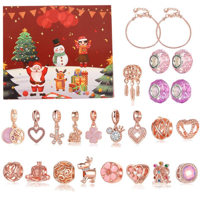 Calendrier De L'Avent 2025 Bijoux Pour Fille - 24 Surprises - Bracelet, Collier, Pendentifs - Cadeau De Noël