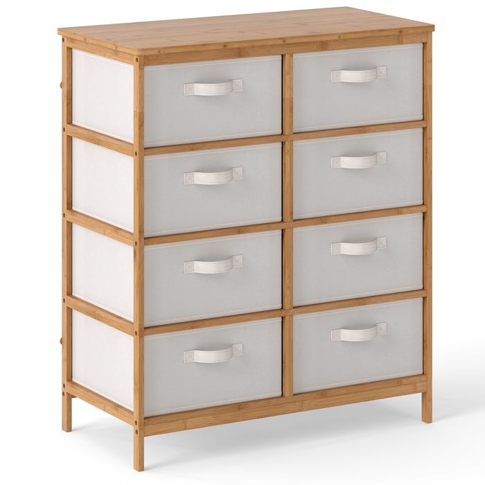 COSTWAY Commode à 8 Tiroirs Tissu avec Structure Bambou Boîtes en Tissu Amovibles pour Placard Salon Entrée 80 x 40 x 94 cm COSTWAY Commode à 8 Tiroirs Tissu avec Structure Bambou Boîtes en Tissu Amovibles pour Placard Salon Entrée 80 x 40 x 94 cm