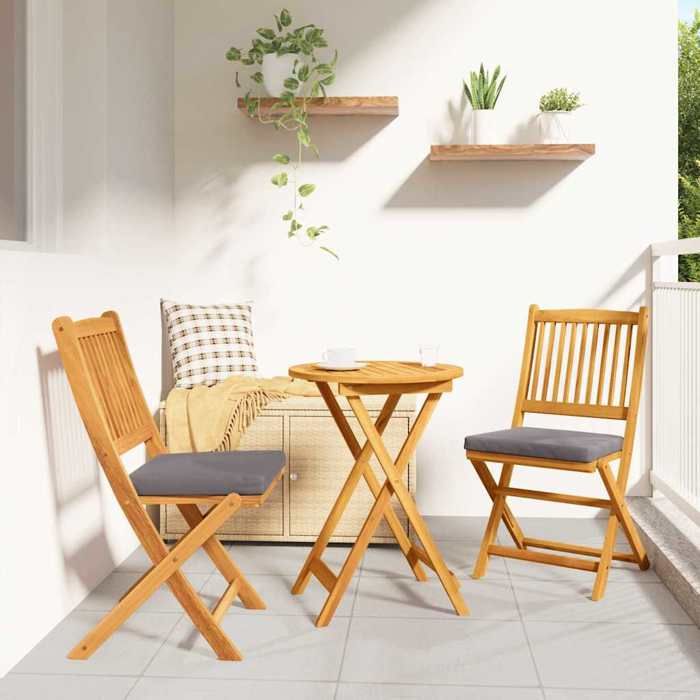Ensemble bistro de jardin - BURKE - Bois dacacia massif - Marron - 2 places - Assemblage requis - 1 table - 2 chaises