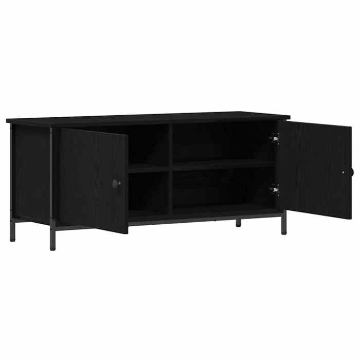 NEUF Armoire TV - Noir - Meuble TV - TABLE TV - Chêne noir 100x35x45 cm - Bois dingénierie TT5403