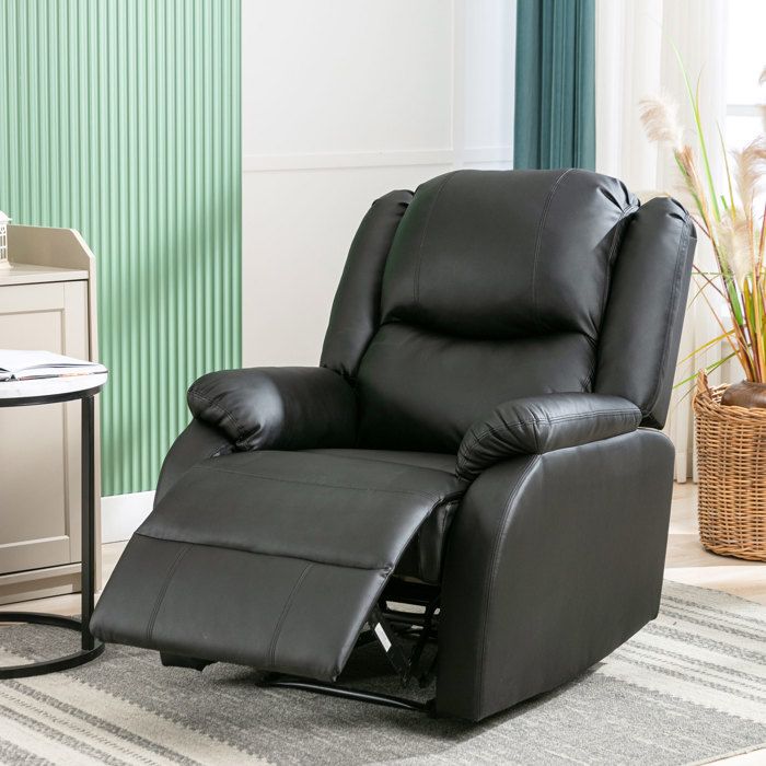 Fauteuil relax manuel inclinable avec repose pieds cuir PU noir 80x90x100 cm