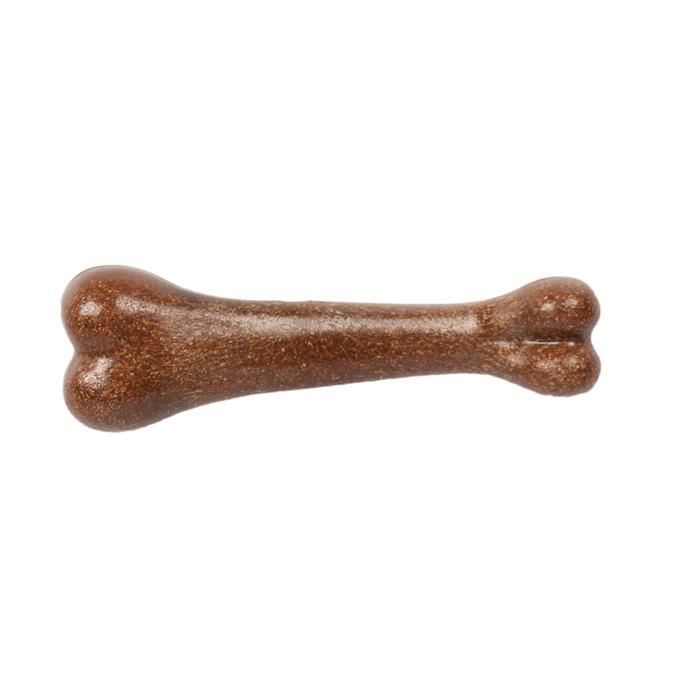 Jouet à mâcher pour chien - Phoesky - Os molaire - Vrai bœuf - Saveur bacon - Indestructible - Marron - 18.5 cm