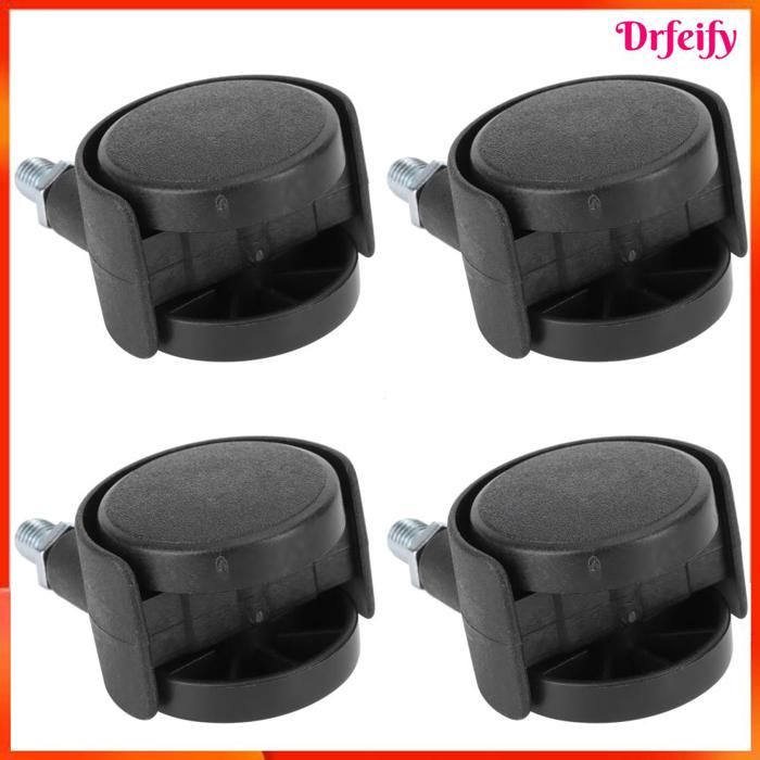 AKOZON Lot de 4 roulettes darmoire 1 5 (39 mm) pivotantes 360° avec roulements plastique noir hauteur 64 mm