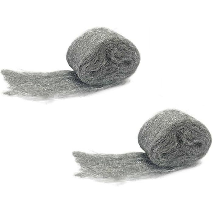 Paille de fer Lot de 2 Laine acier 0000 Grade Fil de Nettoyage Wire Wool Polissage Acier Laine pour Nettoyage Polissage