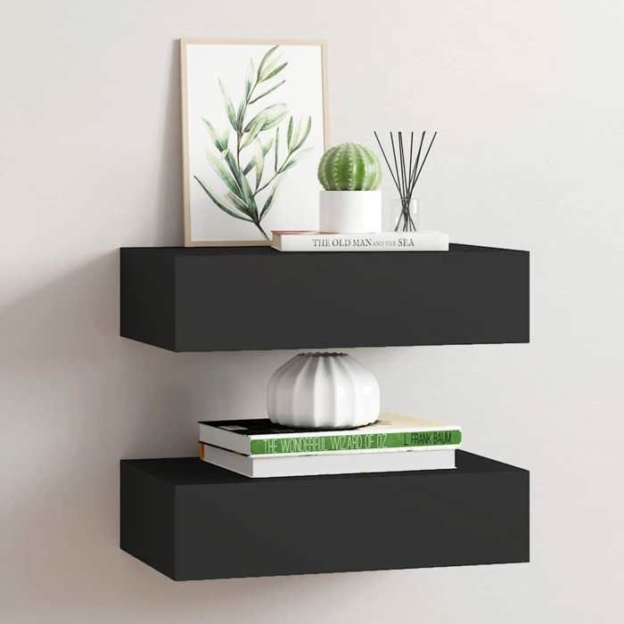 Noir Étagère Dentrée - design mural - Magnifique Étagères à tiroirs murales 2 pcs - noir 40x23 5x10cm MDF CL9936837