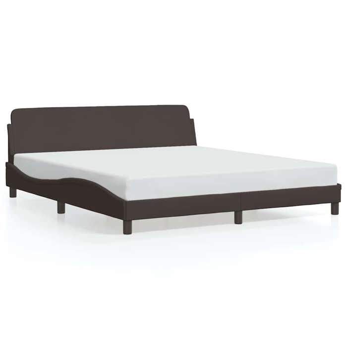 Lit 2 Places Cadre de lit Double sans matelas marron foncé 160 x 200 cm tissu ZENCORE2026 1 33396108