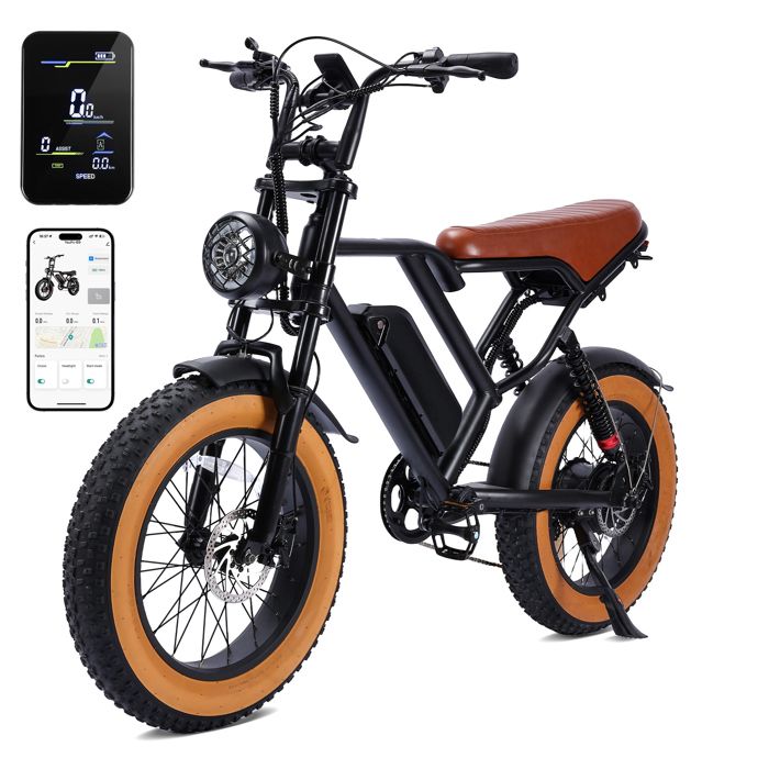 HIQIS Vélo Électrique Adulte 1000W-50km/h-Amovible 48V 175Ah-Fat bike 20-7 Vites-150kg-VTT électrique tout suspendu-Orange S8