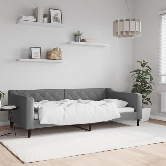 vidaXL Lit de repos gris foncé 100 x 200 cm tissu